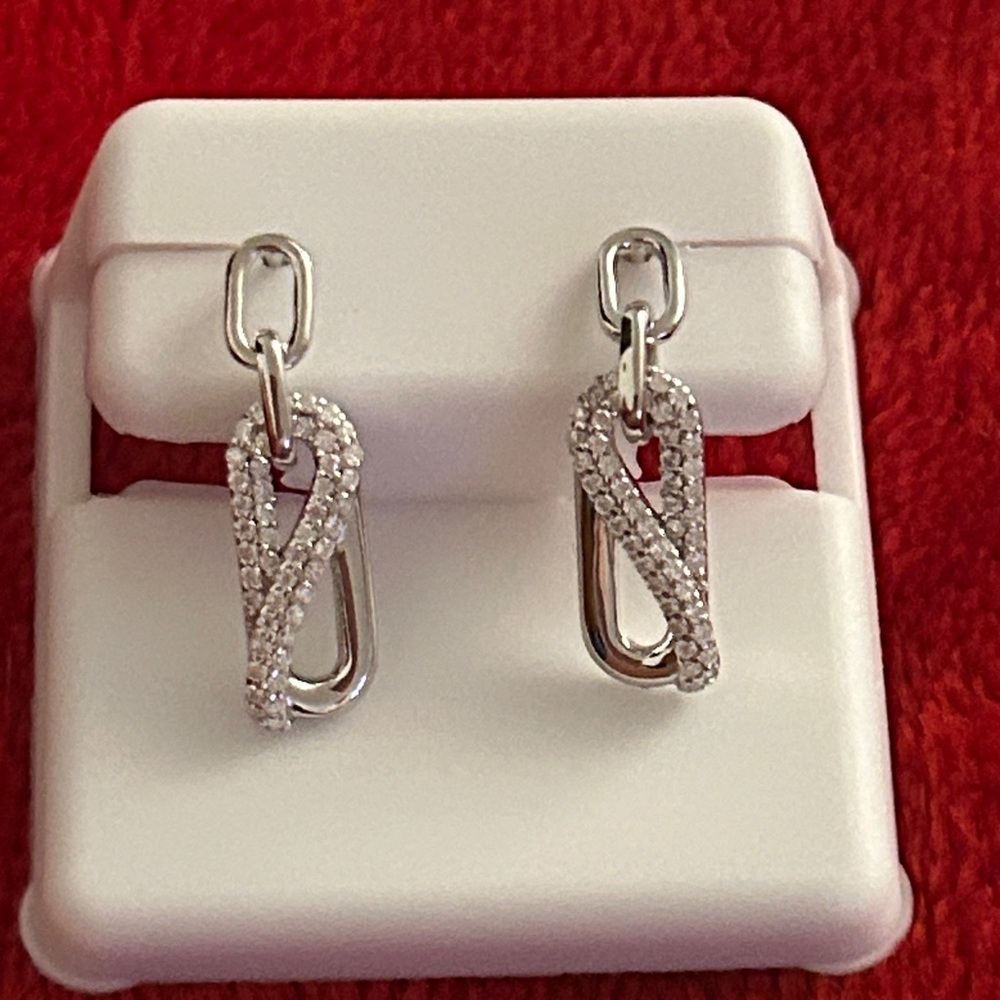 Luxury Moissanite Diamond twisted paperclip‎ Earrings